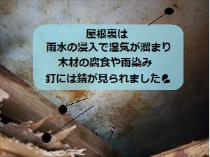 屋根裏　雨漏り　湿気